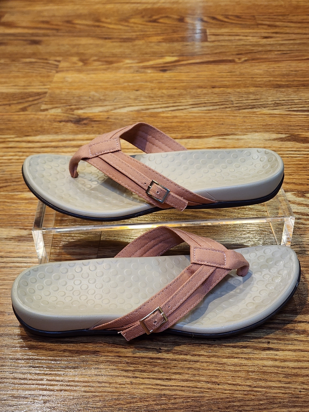 Classic Orthopedic Non-Slip Sandals Casual Pink Canvas Strap Flip Flops 6.5